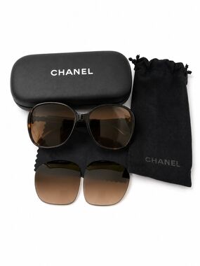 Chanel 5205-A Tortoise Bow Brown Sunglasses Prescription Lenses Case Italy